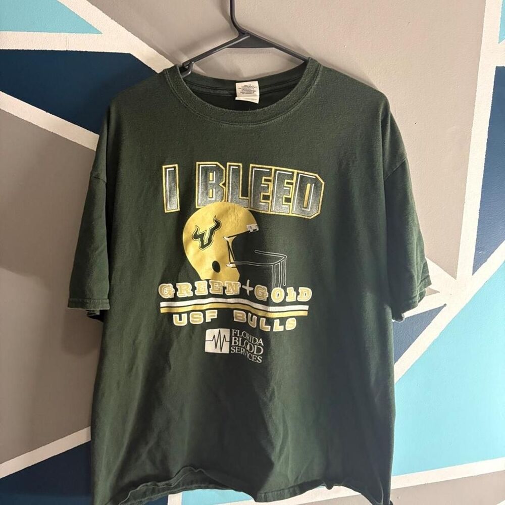 vintage 90s USF Men's Green T-shirt